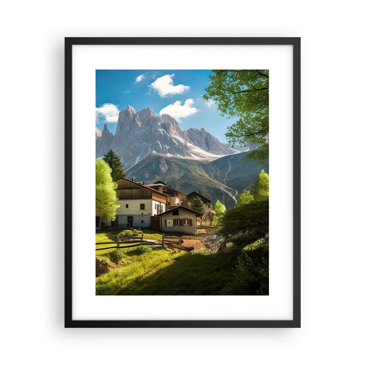 Póster en marco negro - Idilio alpino - 40x50 cm