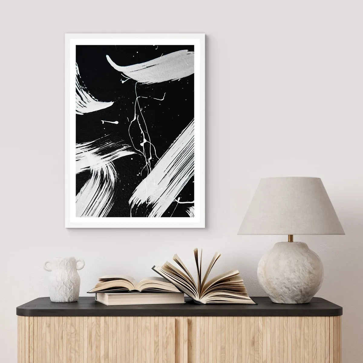 Póster en marco blanco - Rompiendo la oscuridad - 30x40 cm