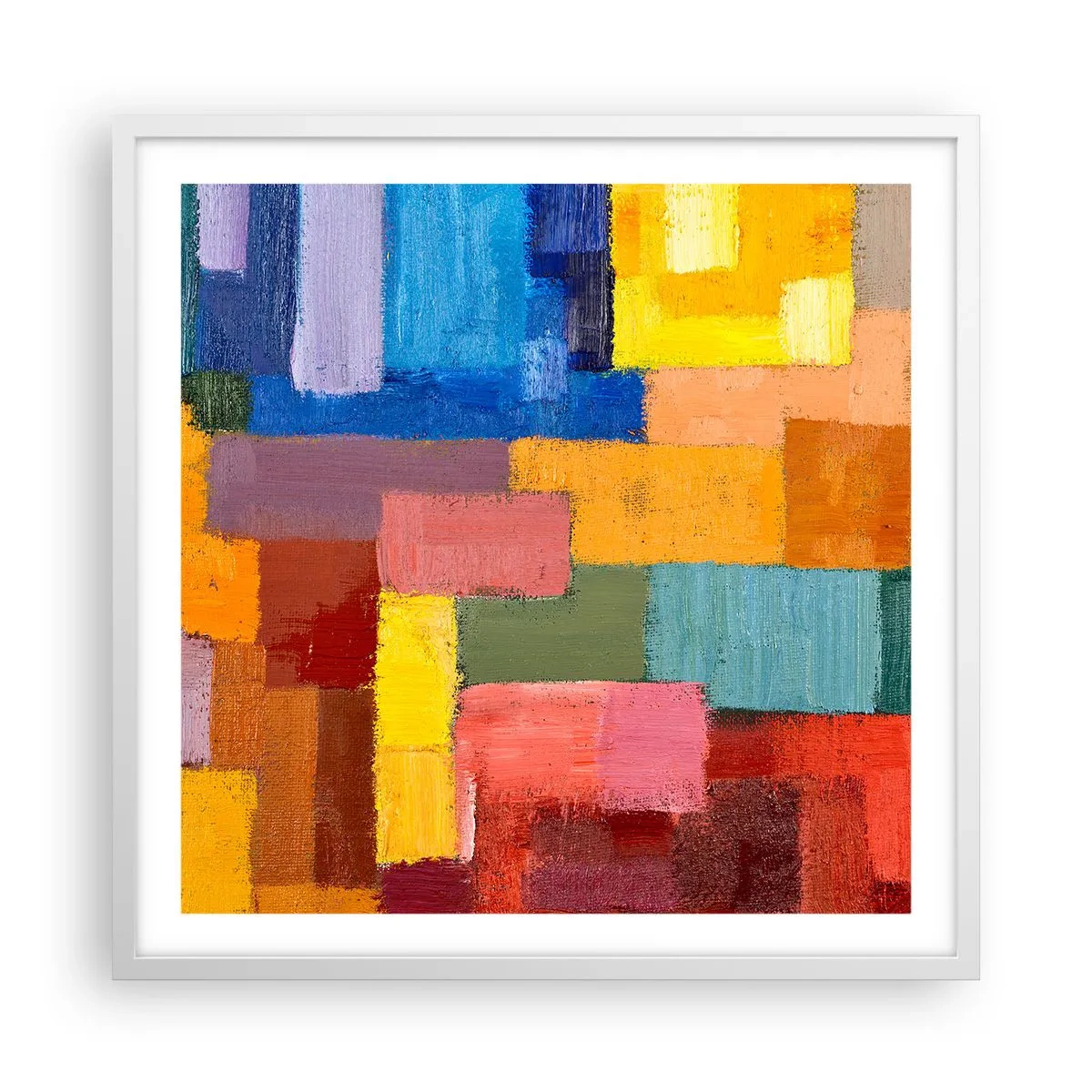 Póster en marco blanco - Cada una diferente, todas coloridas - 60x60 cm