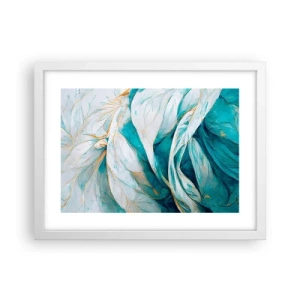 Póster en marco blanco - Abstracción azul con motivos dorados - 40x30 cm