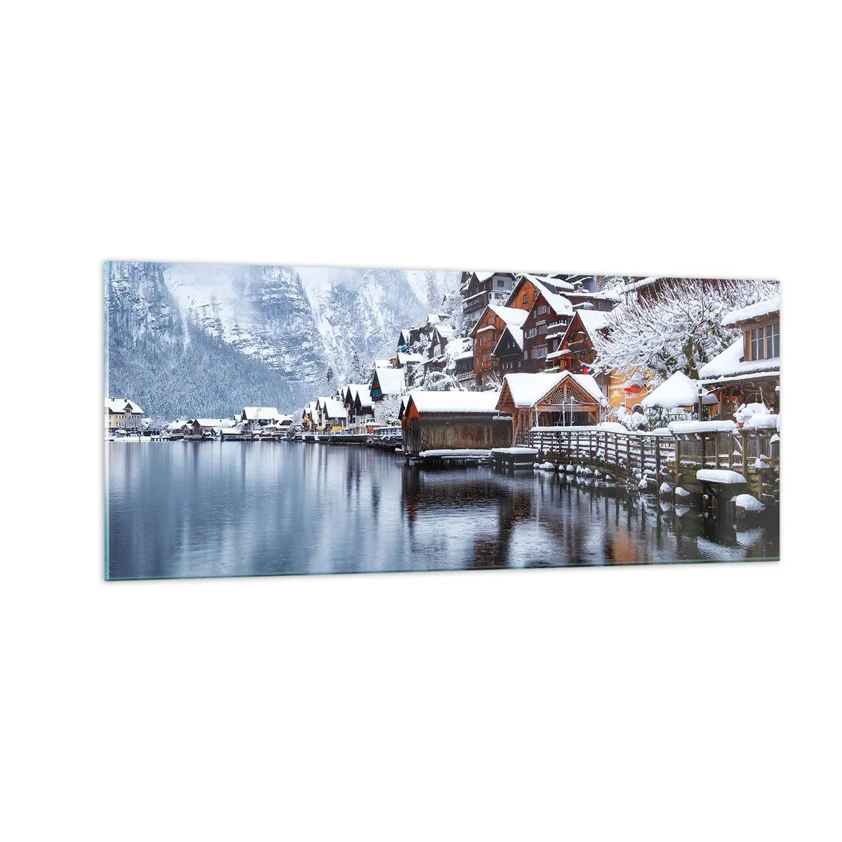 Cuadro sobre vidrio - Impresiones sobre Vidrio - En un decorado de invierno - 100x40 cm