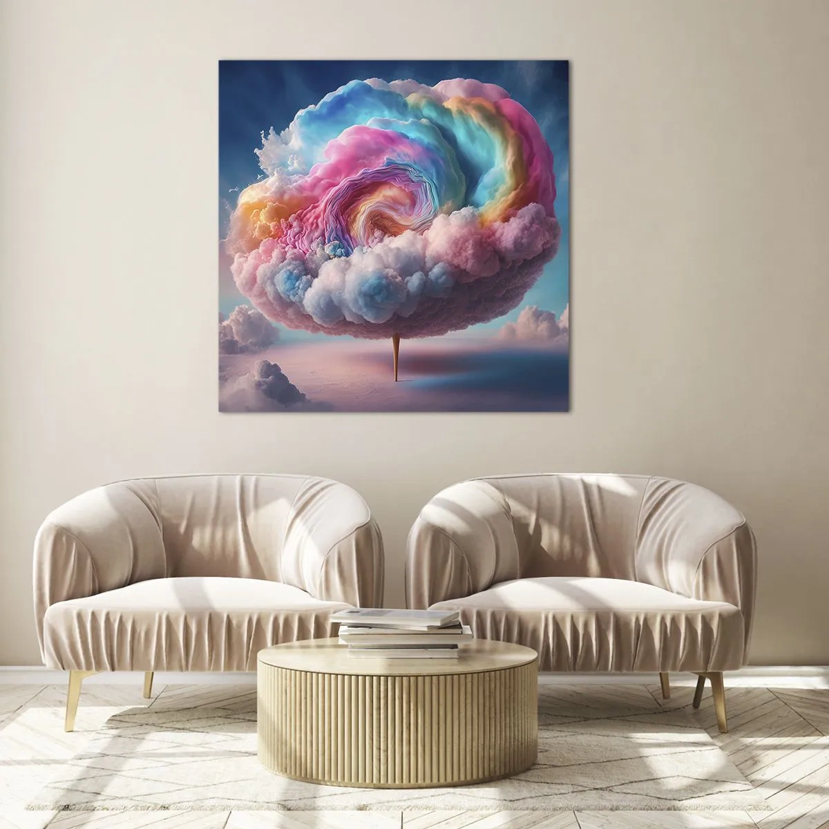 Cuadro sobre vidrio - Impresiones sobre Vidrio - El sueño de un parque de atracciones - 40x40 cm