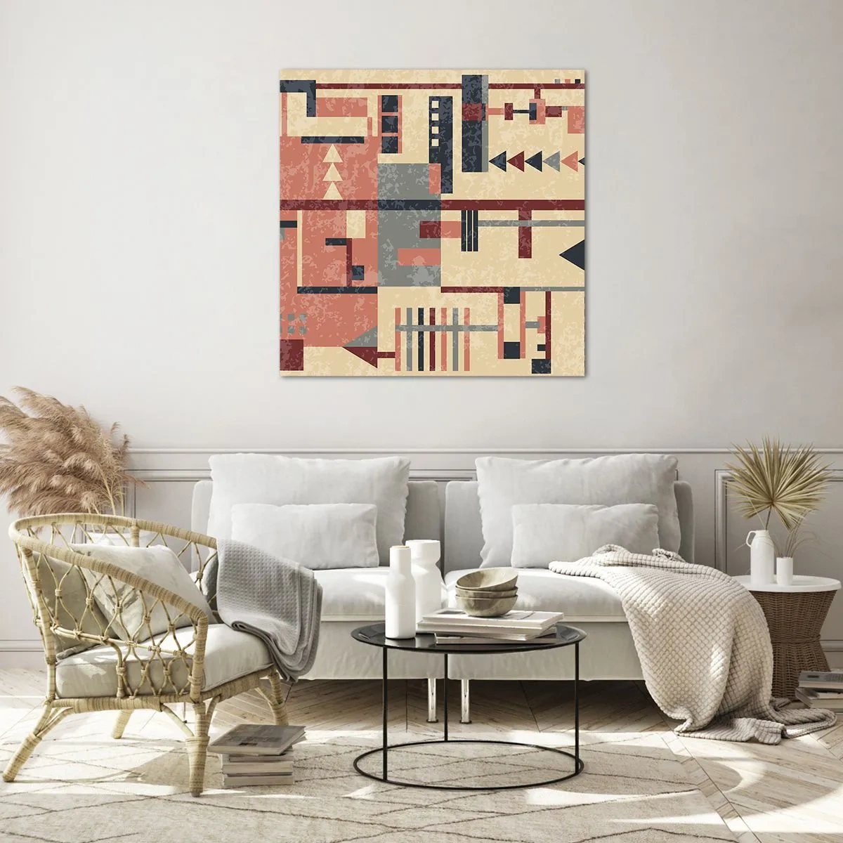 Cuadro sobre vidrio - Impresiones sobre Vidrio - Una combinación de verticales y niveles - 70x70 cm
