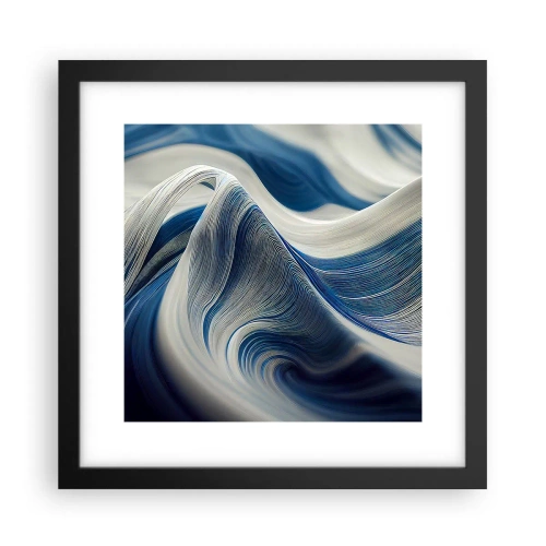 Póster en marco negro - Fluidez de azul y blanco - 30x30 cm