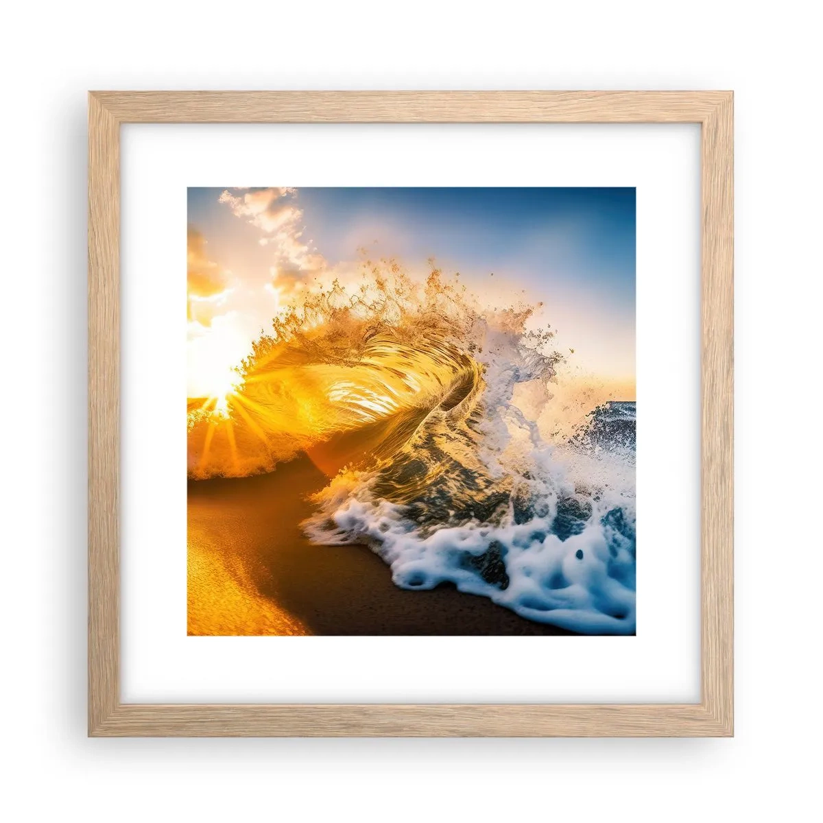 Póster en marco roble claro - Jugando en la arena - 30x30 cm