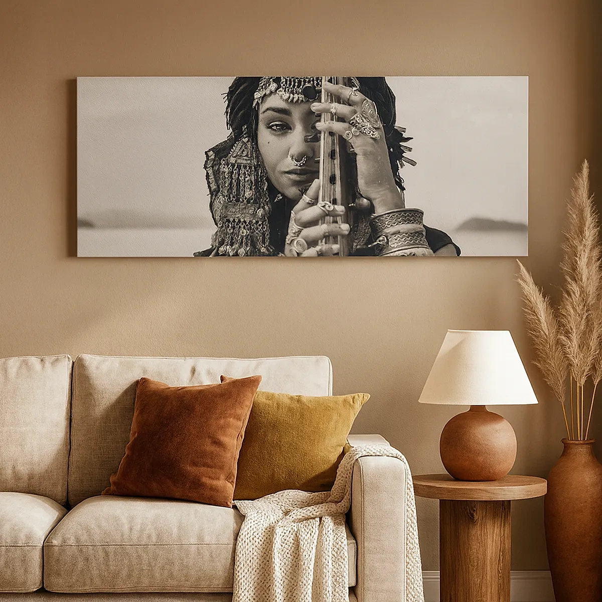 Cuadro sobre lienzo - Impresión de Imagen - La música propia de Oriente - 30x30 cm