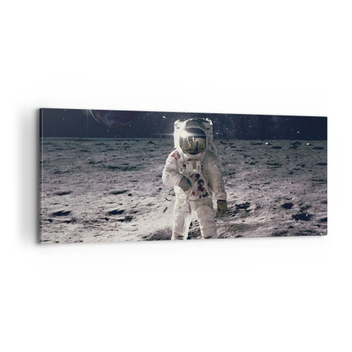Cuadro sobre lienzo - Impresión de Imagen - Saludos desde la Luna - 100x40 cm