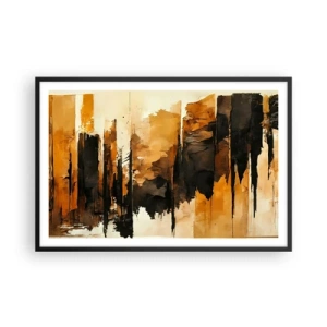 Póster en marco negro - Armonía de negro y oro - 91x61 cm