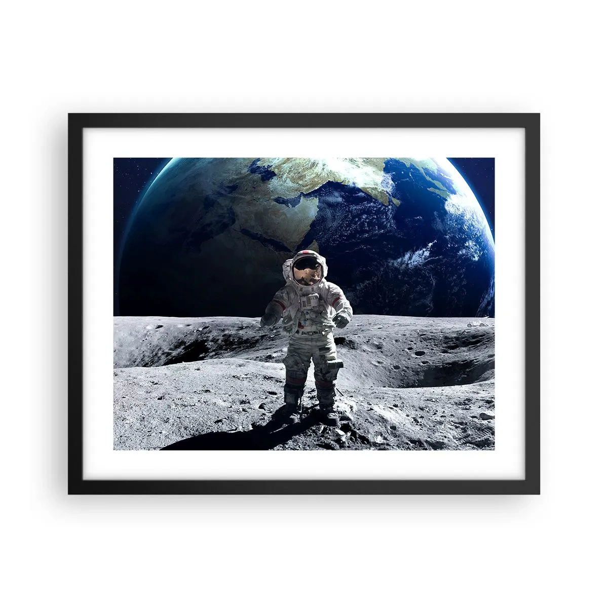 Póster en marco negro - Saludos desde la Luna - 50x40 cm