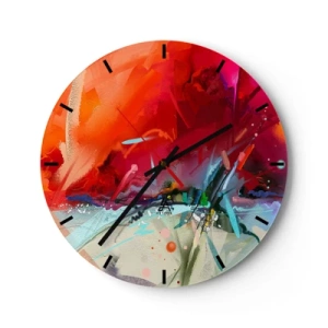 Reloj de pared - Reloj de vidrio - Una explosión de luces y colores - 40x40 cm