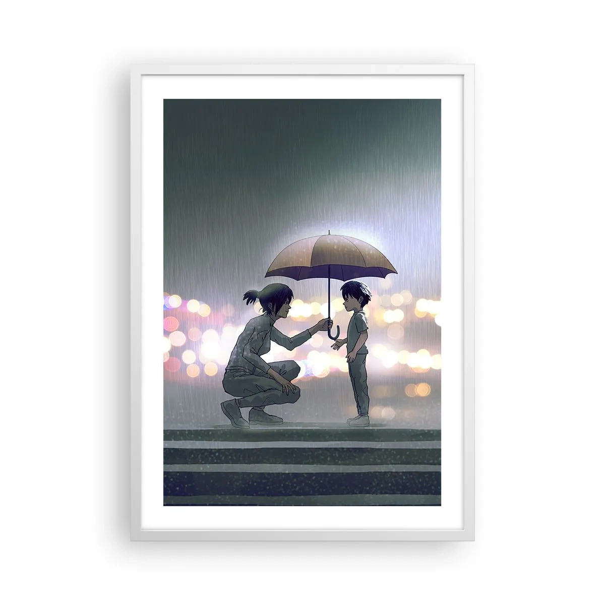 Póster en marco blanco - Y todo está bien - 50x70 cm