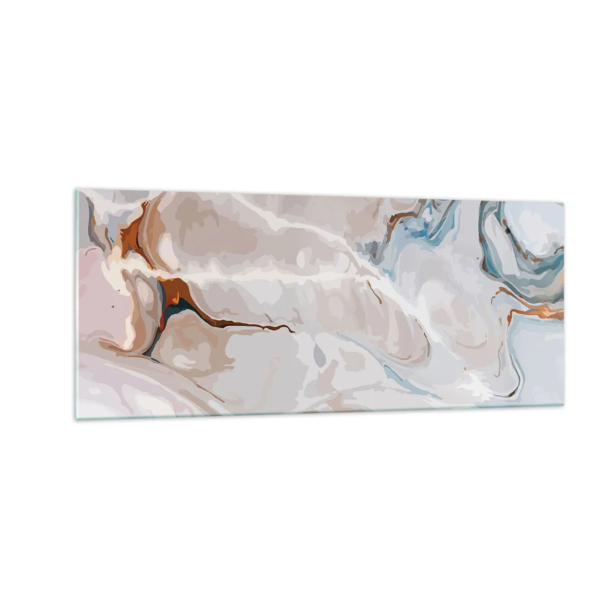 Cuadro sobre vidrio - Impresiones sobre Vidrio - El azul serpentea por el blanco - 100x40 cm
