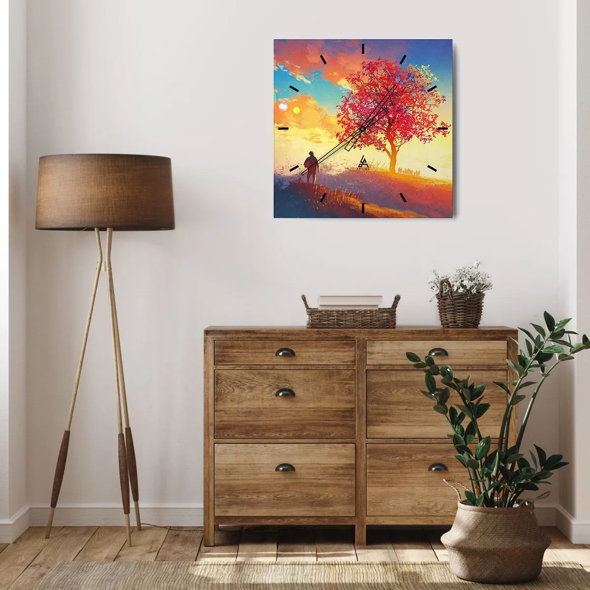 Reloj de pared - Reloj de vidrio - Un peregrino en su destino - 40x40 cm