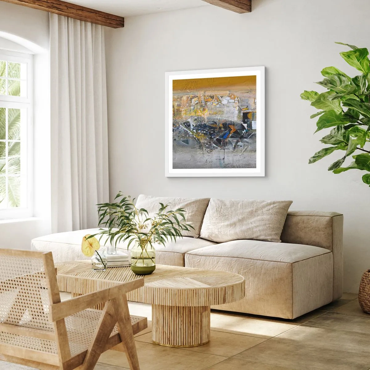 Póster en marco blanco - Todo se pondrá en su sitio - 40x40 cm