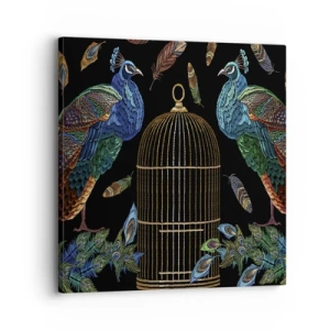 Cuadro sobre lienzo - Impresión de Imagen - Con plumajes reales - 30x30 cm