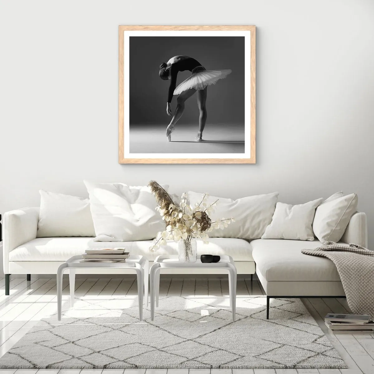 Póster en marco roble claro - Bella bailarina - 30x30 cm