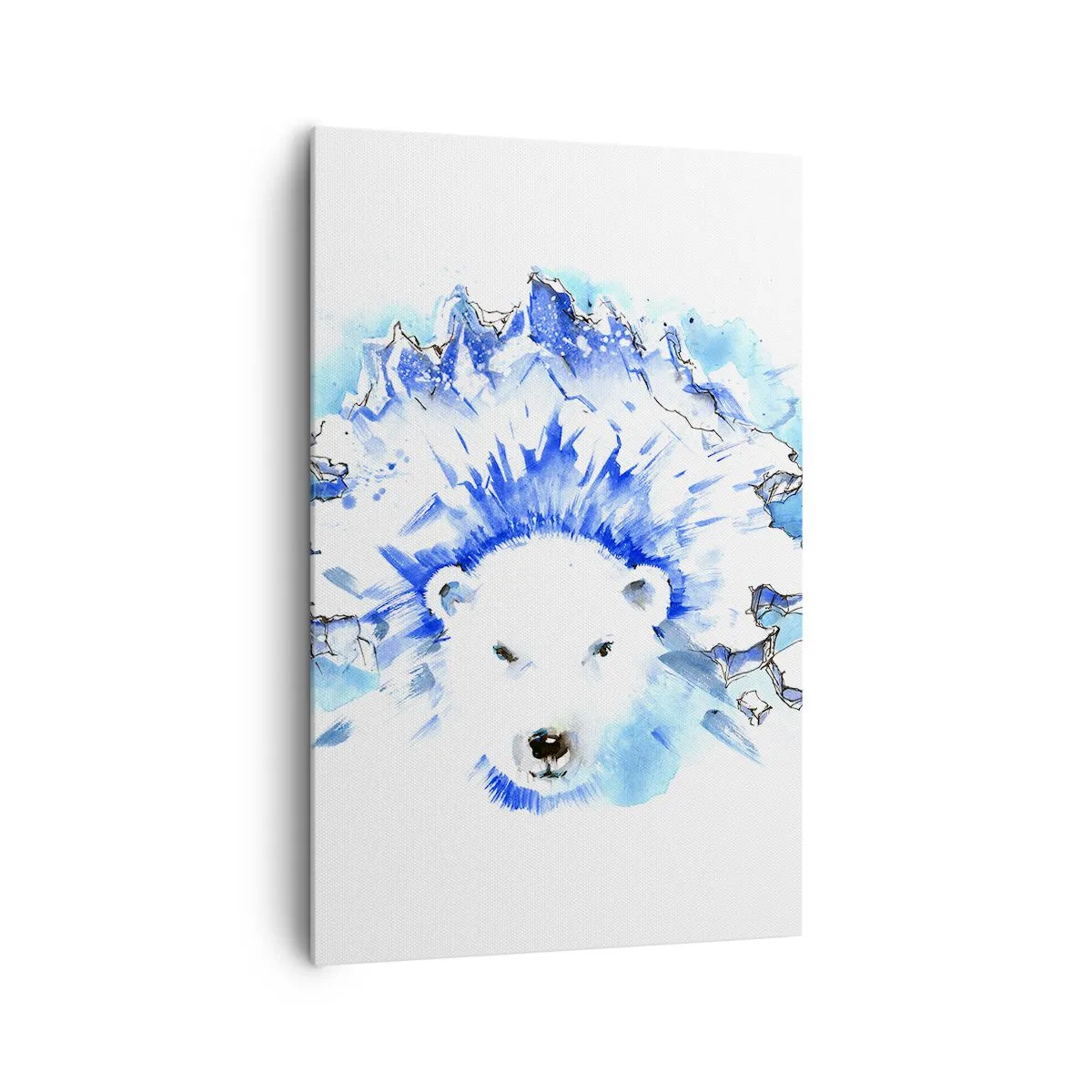 Cuadro sobre lienzo - Impresión de Imagen - Pintura artística de acuarela de un oso polar con un motivo helado. - 80x120cm - El rey del Ártico con una corona de hielo - Decoración de pared moderna para salón y dormitorio ARTTOR