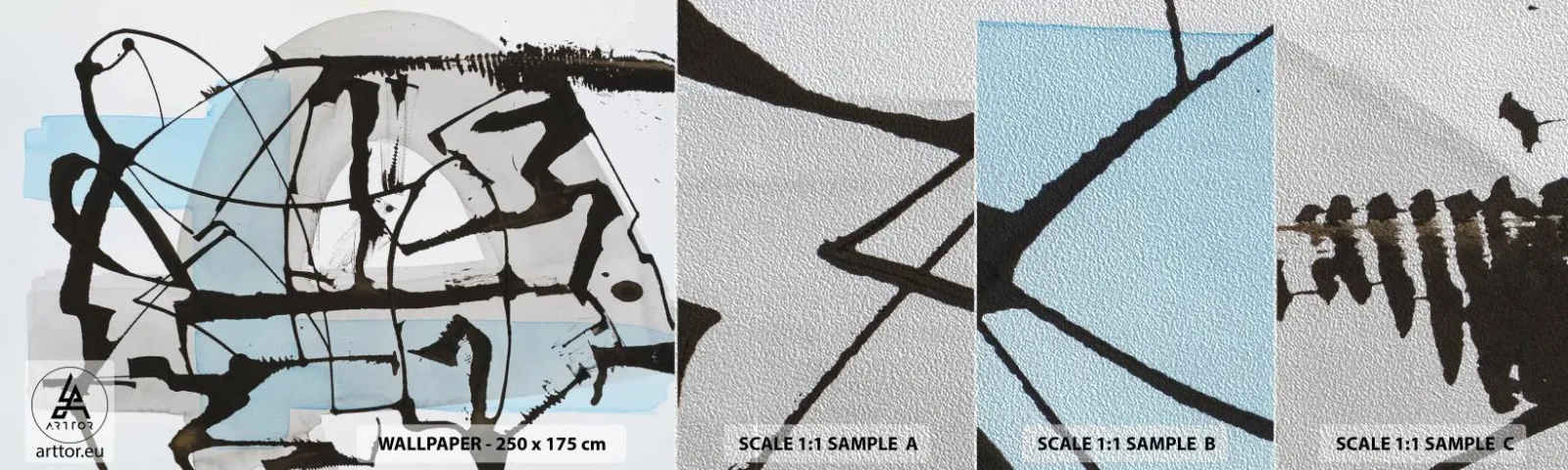 Muestra de fotomural Premium Sand - Azul a pesar de todo - Abstracción, Pedazo, Caos - 100x30 cm