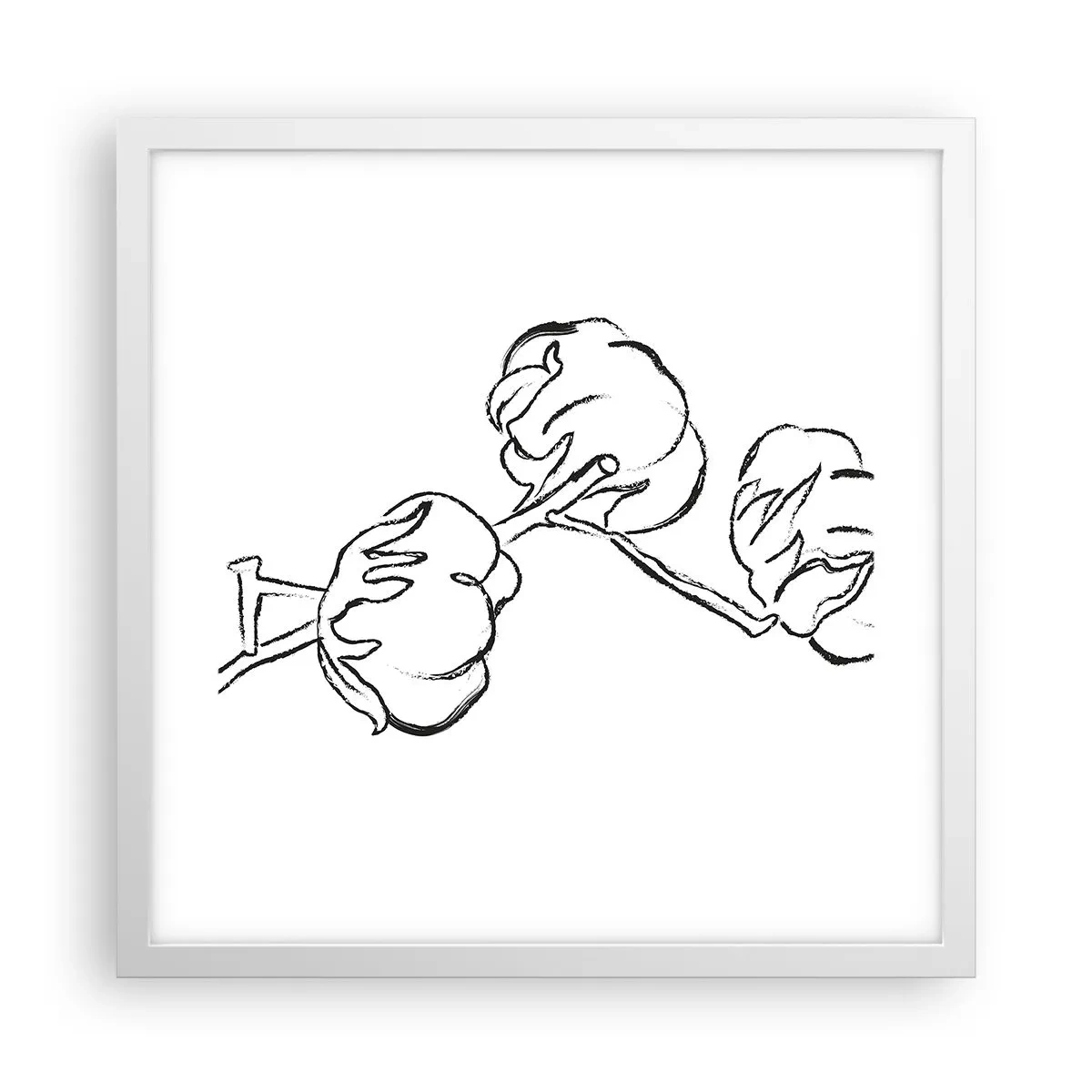 Póster en marco blanco - Plumón de algodón - 40x40 cm