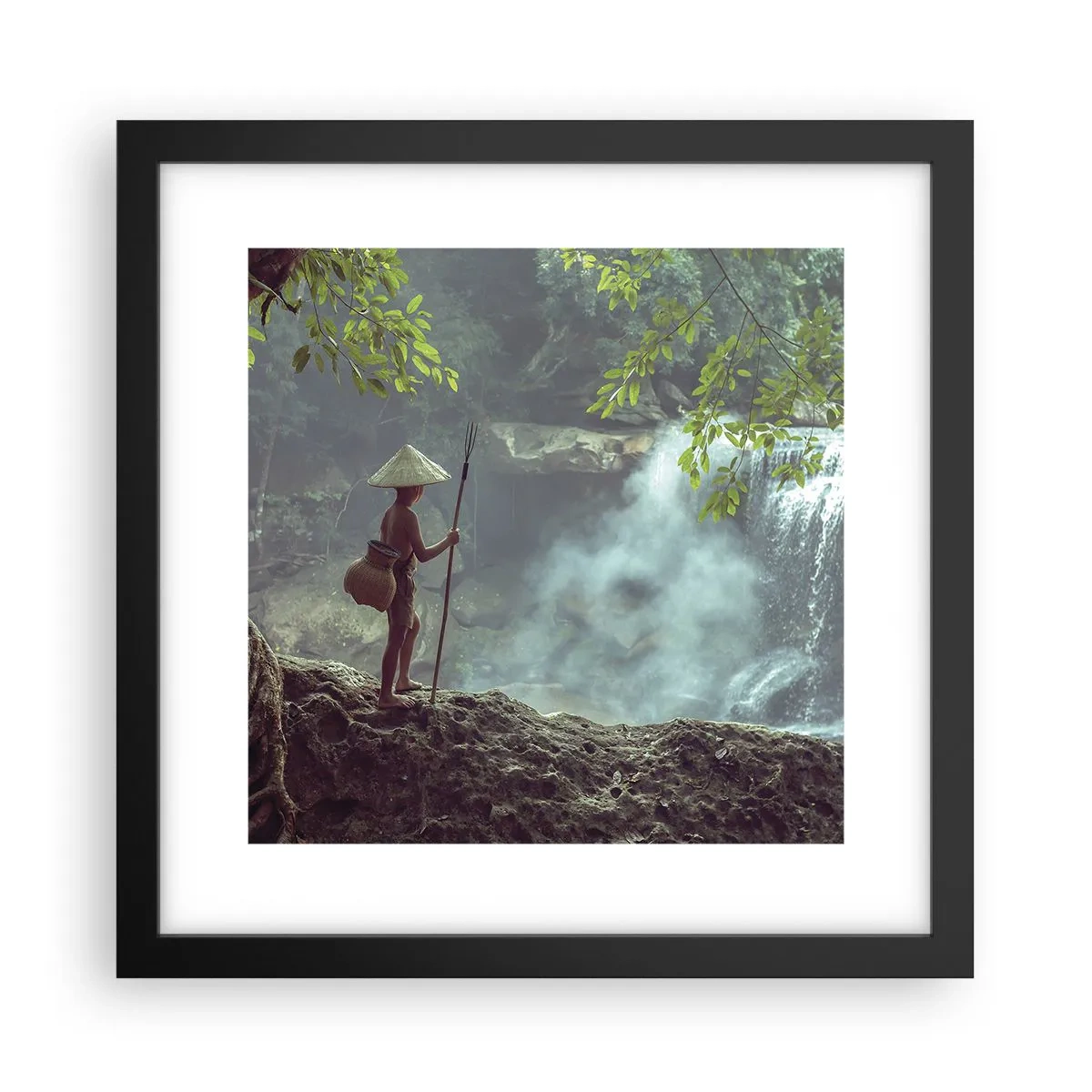 Póster en marco negro - Amistad con la naturaleza - 30x30 cm