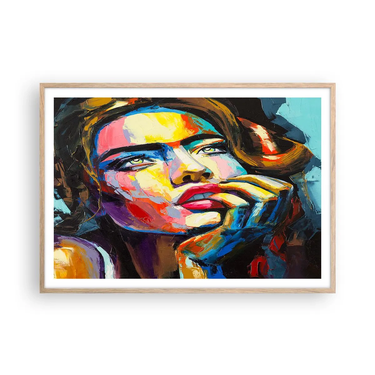 Póster en marco roble claro - Sueños - 100x70 cm