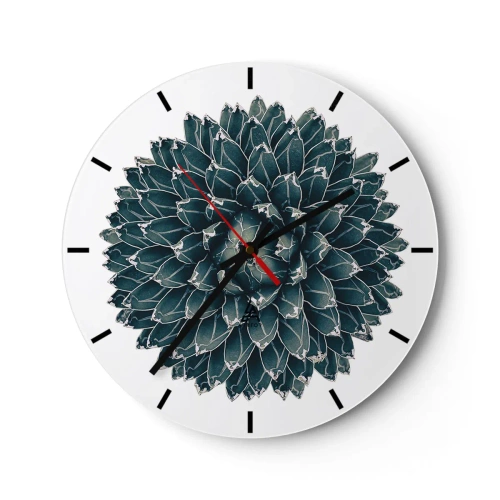 Reloj de pared - Reloj de vidrio - Roseta suculenta simétrica en tonos verdes. - 30x30cm - Estrella del desierto - Decoración de pared moderna para salón, cocina y dormitorio ARTTOR