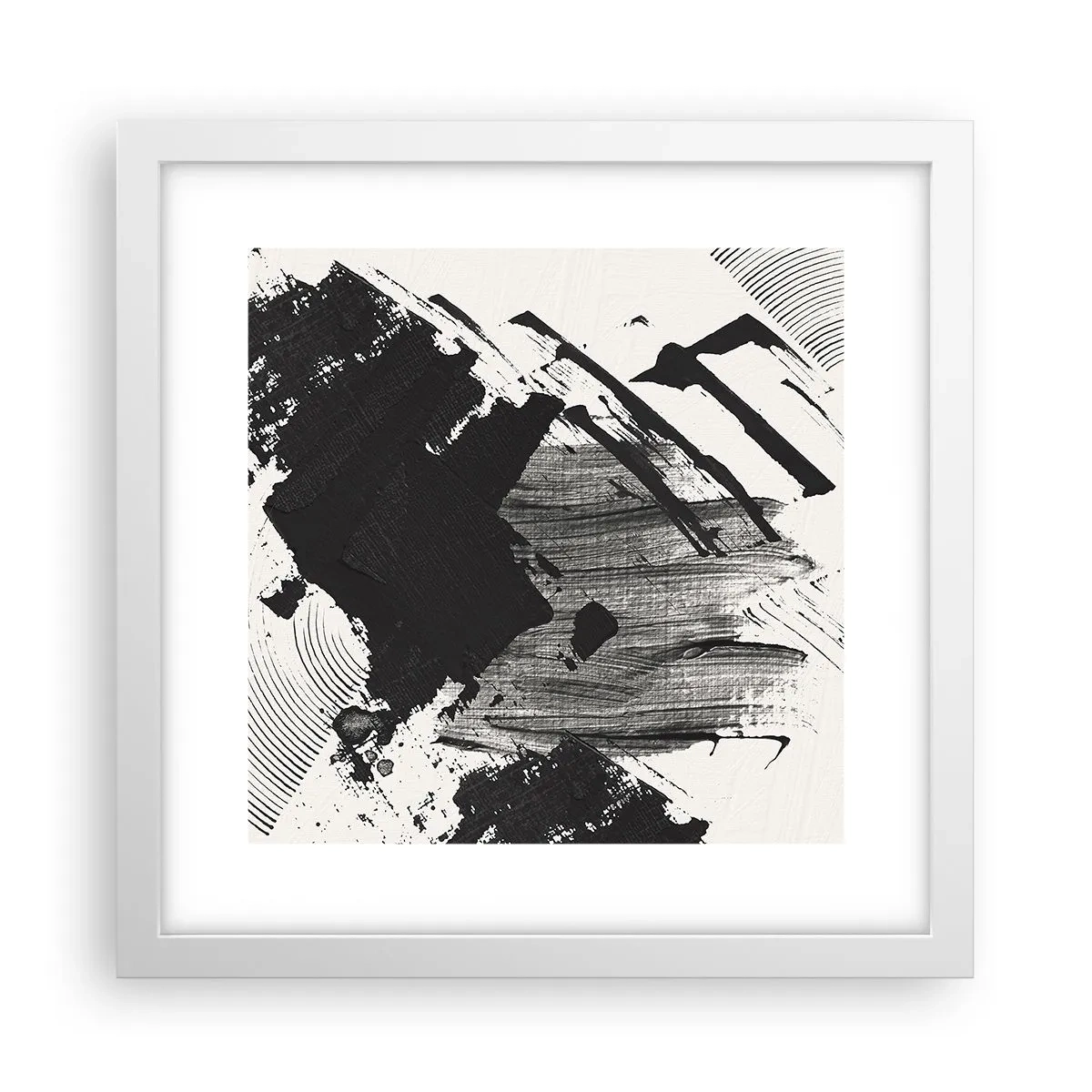 Póster en marco blanco - Abstracción: la expresión del negro - 30x30 cm