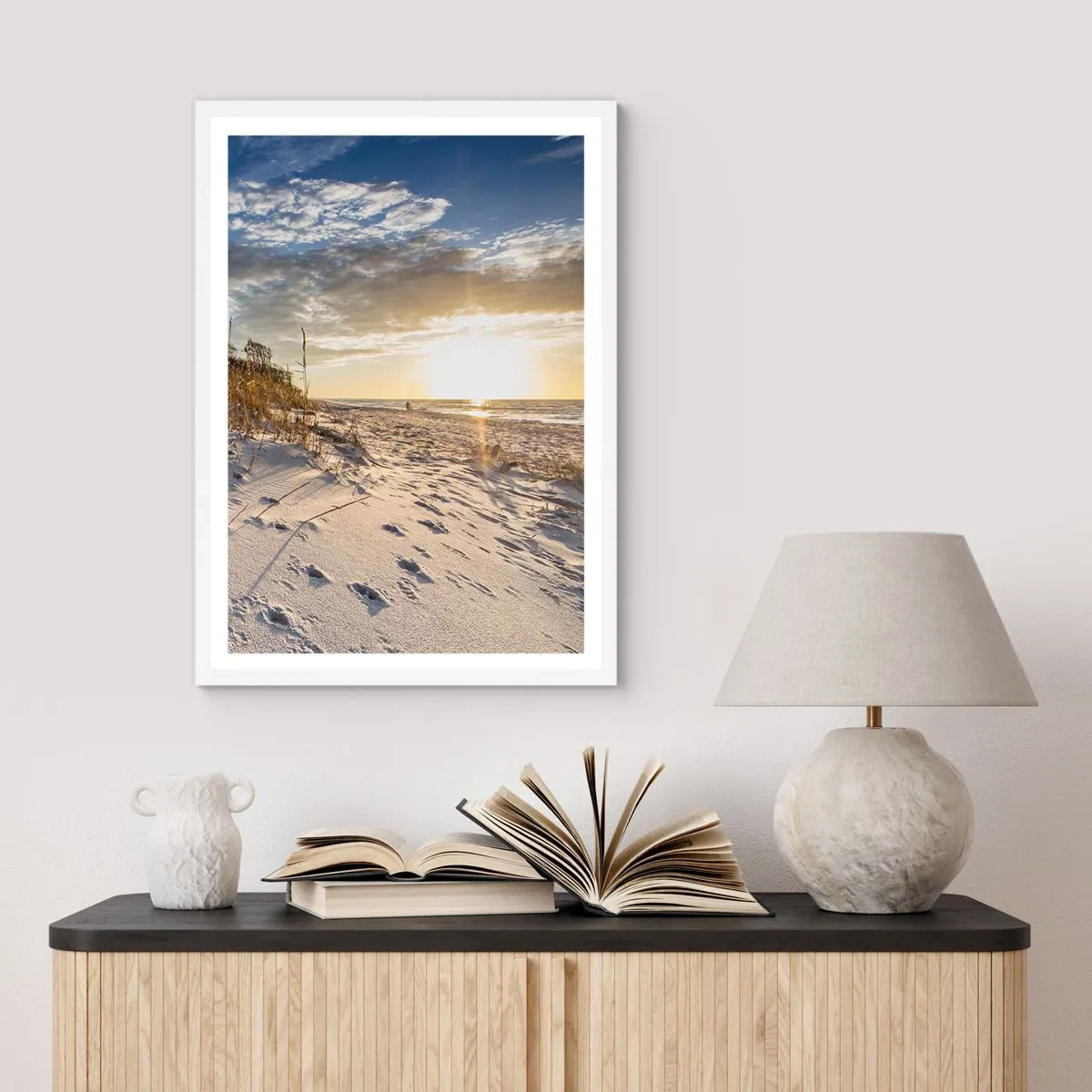 Póster en marco blanco - Invitación a un paseo - 50x70 cm