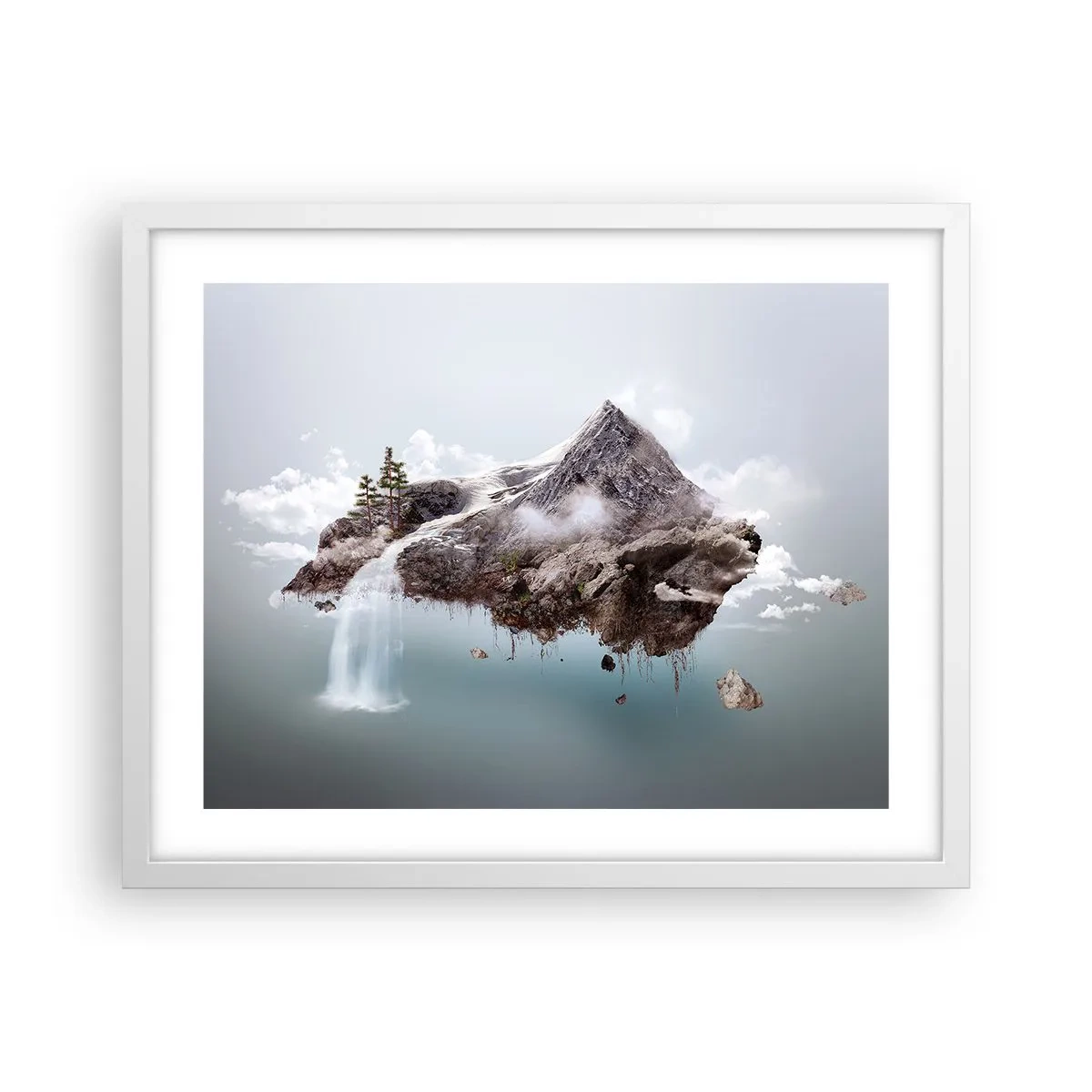 Póster en marco blanco - Isla surrealista - 50x40 cm