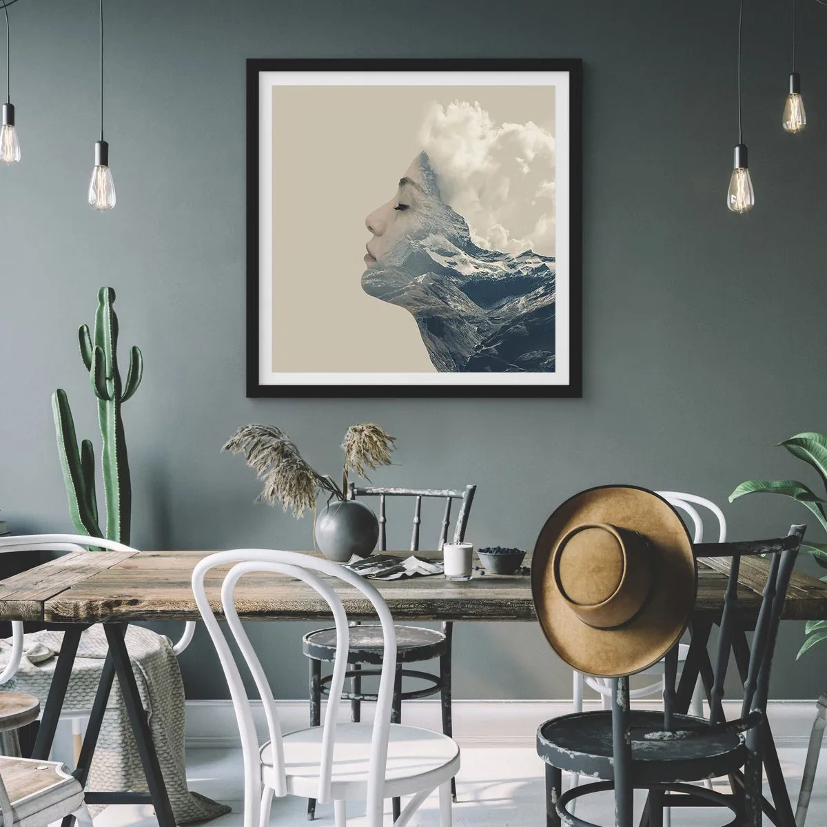 Póster en marco negro - La belleza de los elementos - 40x40 cm