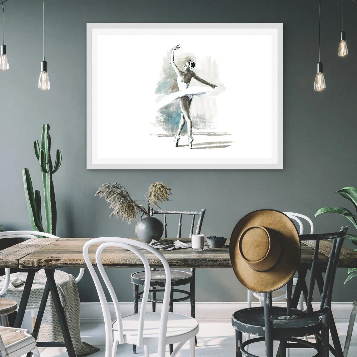 Póster en marco blanco - Encantada por un cisne - 40x30 cm
