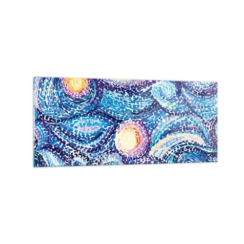 Cuadro sobre vidrio - Impresiones sobre Vidrio - Una interpretación artística del cielo estrellado al estilo de Van Gogh - 120x50cm - De un cuadro de Van Gogh - Decoración de pared moderna para salón y dormitorio ARTTOR
