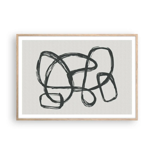 Póster en marco roble claro - Abstracción en bucle - 100x70 cm