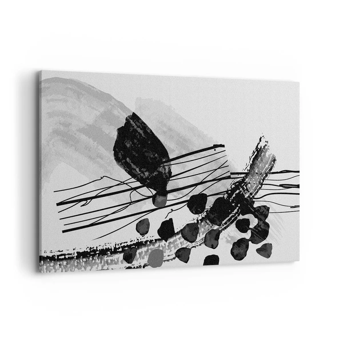 Cuadro sobre lienzo - Impresión de Imagen - Composición abstracta en blanco y negro con formas orgánicas. - 120x80cm - Abstracción orgánica en blanco y negro - Decoración de pared moderna para salón y dormitorio ARTTOR
