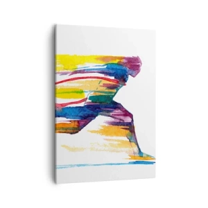 Cuadro sobre lienzo - Impresión de Imagen - Un corredor en colores abstractos que simboliza dinamismo y energía. - 50x70cm - Corre a través del arco iris - Decoración de pared moderna para salón y dormitorio ARTTOR