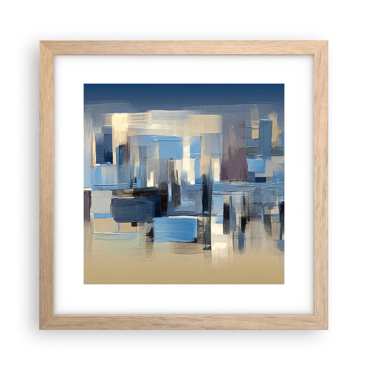 Póster en marco roble claro - Construcción azul - 30x30 cm
