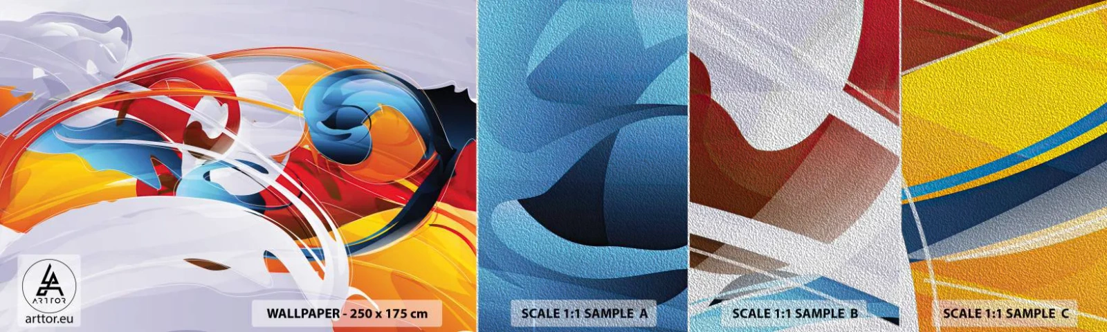 Muestra de fotomural Premium Sand - Danza de los elementos - Abstracción, Pedazo, Gráficos - 100x30 cm