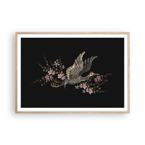 Póster en marco roble claro - Ave florida - 100x70 cm
