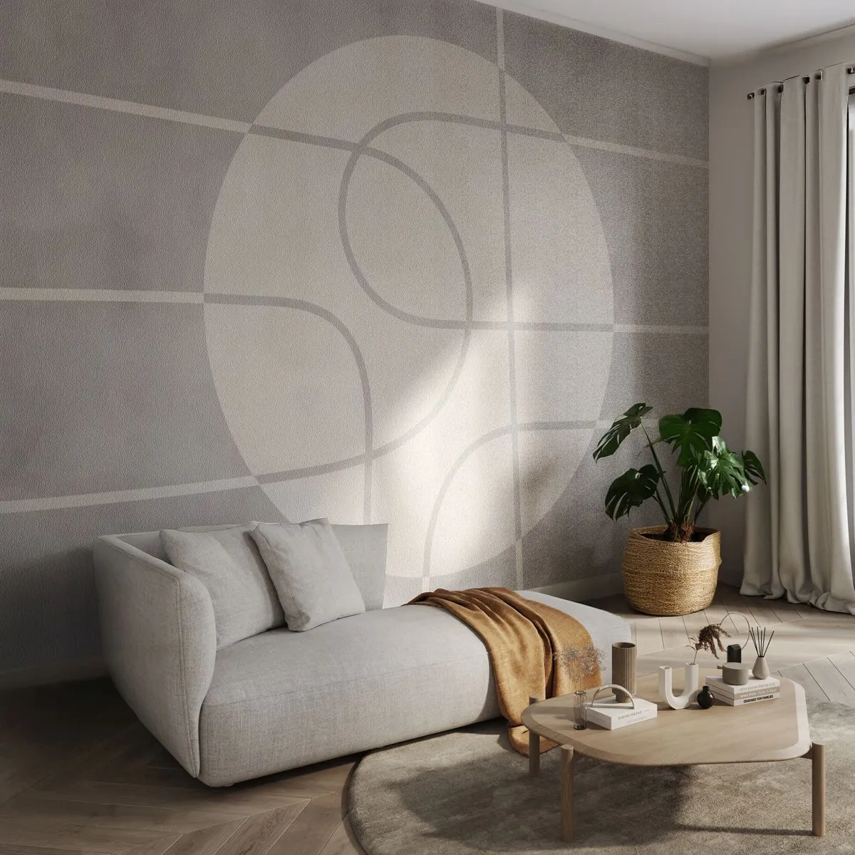 Fotomural Premium Canvas - Circular y rectilíneo - Brillante, minimalista, Rueda - 450x315 cm