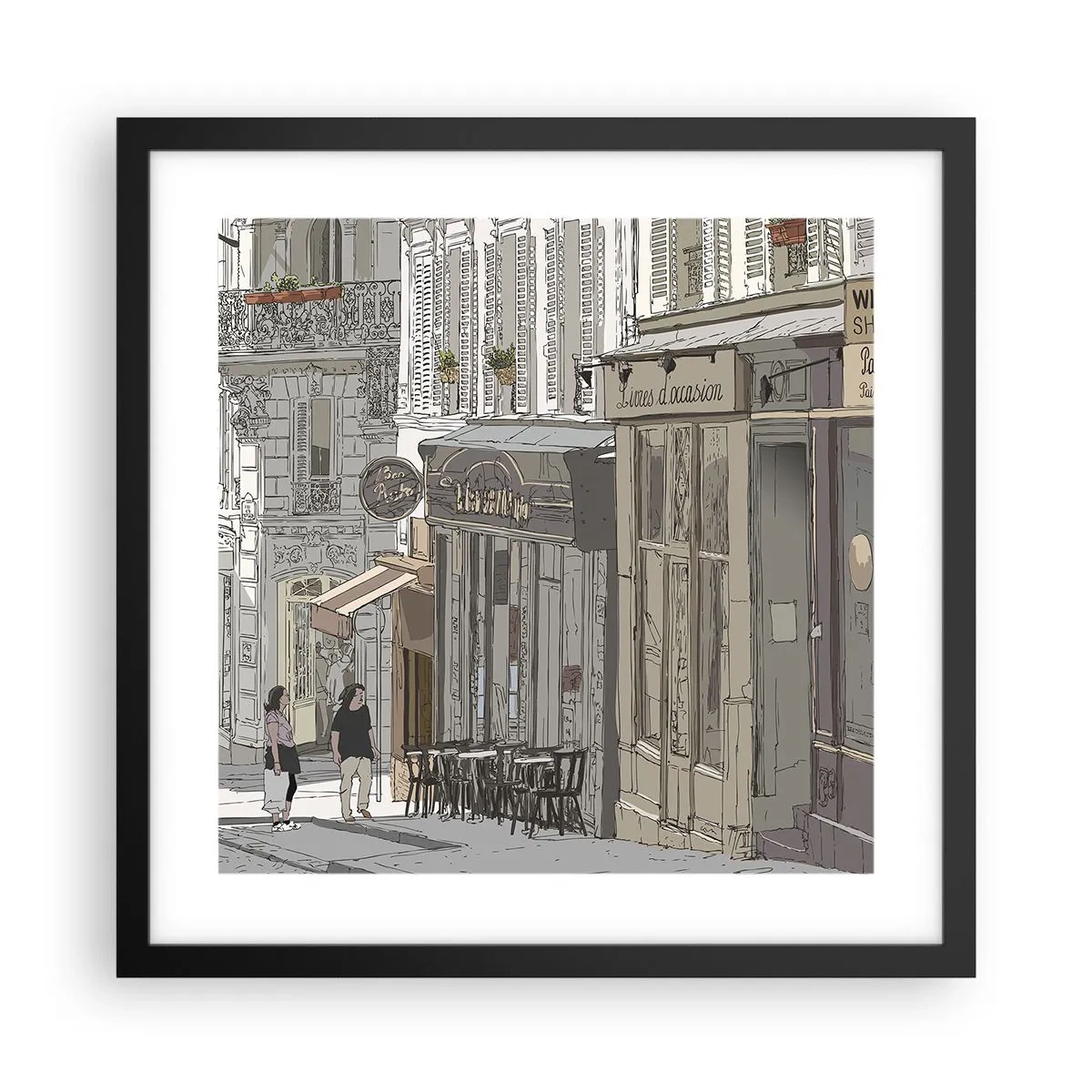 Póster en marco negro - Alegrías urbanas - 40x40 cm