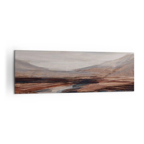 Cuadro sobre lienzo - Impresión de Imagen - Un paisaje pintoresco con un río y montañas. - 160x50cm - Valle apacible - Decoración de pared moderna para salón y dormitorio ARTTOR
