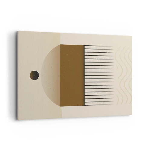 Cuadro sobre lienzo - Impresión de Imagen - Composición geométrica abstracta en tonos beige y marrón. - 120x80cm - Varios estados - Decoración de pared moderna para salón y dormitorio ARTTOR