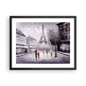 Póster en marco negro - Un paseo parisino - 50x40 cm