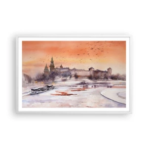 Póster en marco blanco - Atardecer real - 91x61 cm