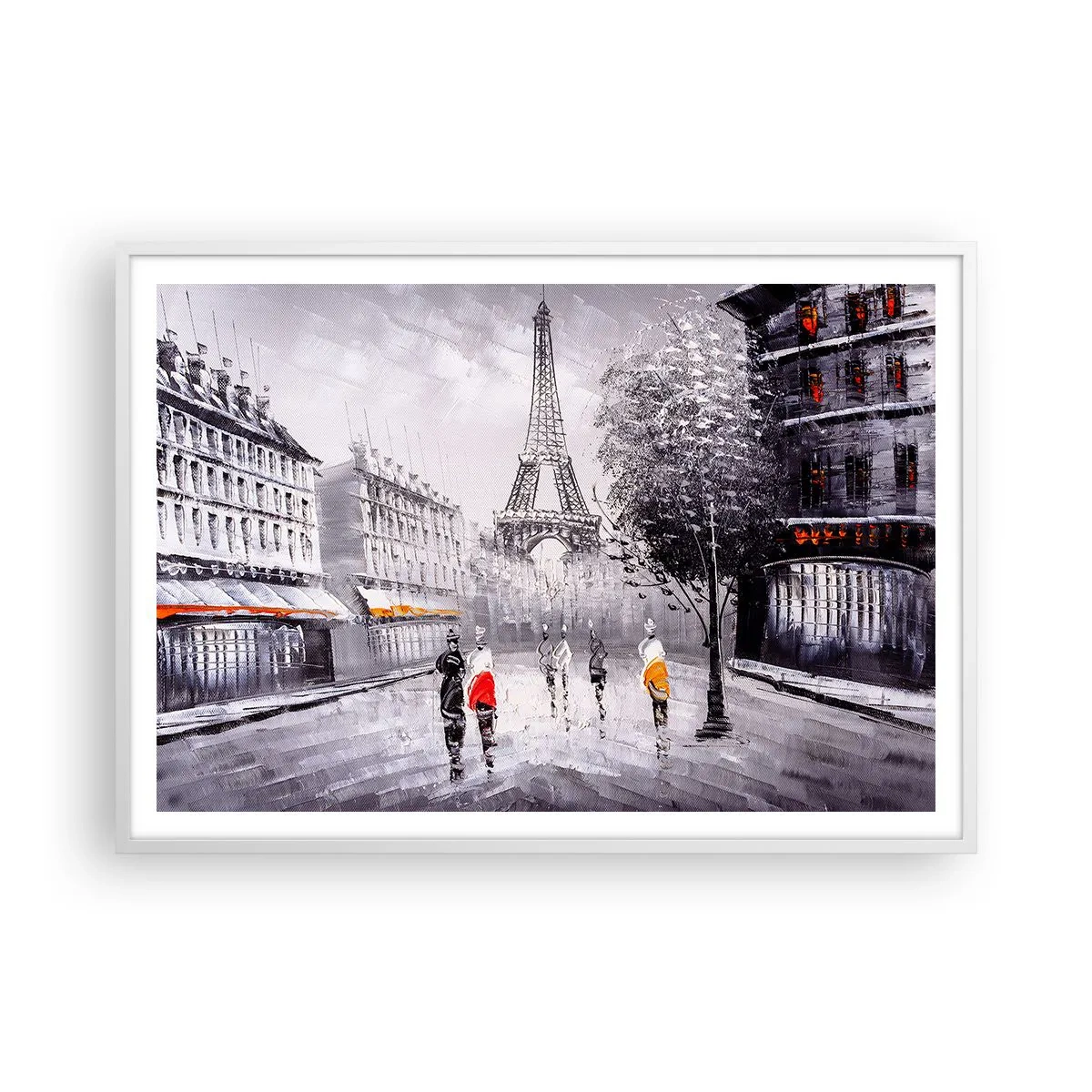 Póster en marco blanco - Un paseo parisino - 100x70 cm