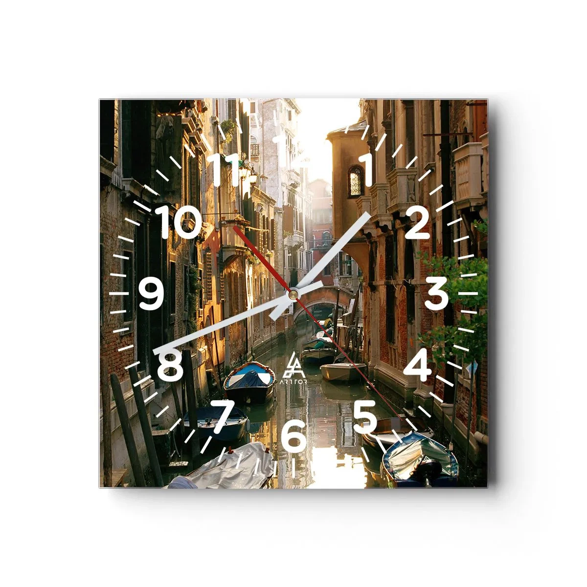 Reloj de pared - Reloj de vidrio - En un callejón veneciano - 30x30 cm