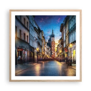 Póster en marco roble claro - El encanto de Cracovia - 60x60 cm