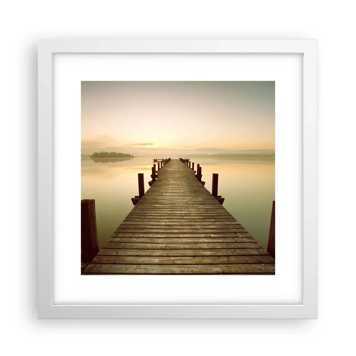Póster en marco blanco - Antes del amanecer, al amanecer, la luz - 30x30 cm