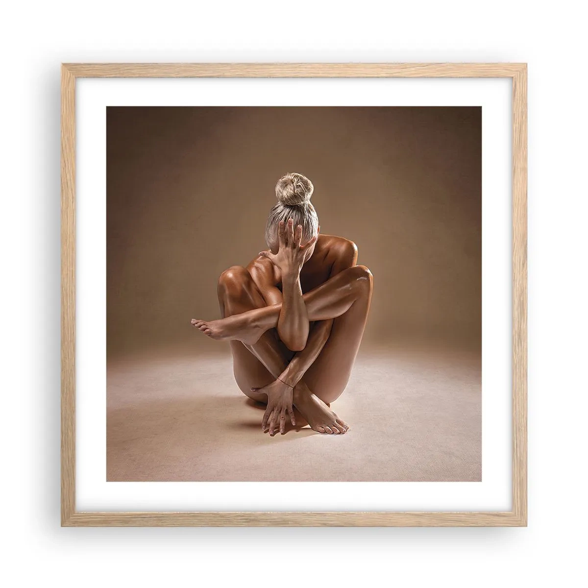 Póster en marco roble claro - Unidad de cuerpo y espíritu - 50x50 cm