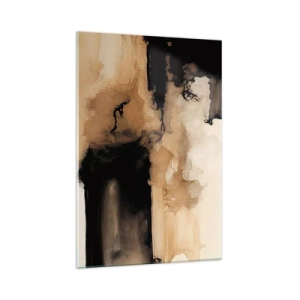 Cuadro sobre vidrio - Impresiones sobre Vidrio - Composición abstracta en tonos marrones y negros. - 70x100cm - Una abstracción intrigante - Decoración de pared moderna para salón y dormitorio ARTTOR